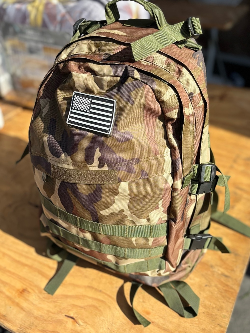 Camo Tactical Backpack in Olive/Brown - Durable Military-Style Daypack